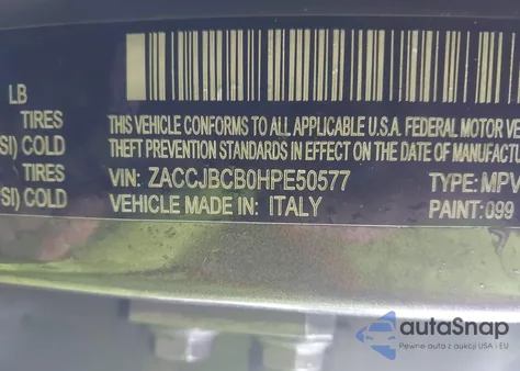 2017 Jeep Renegade Trailhawk 4X4 z USA, uszkodzony, nr VIN ZACCJBCB0HPE50577